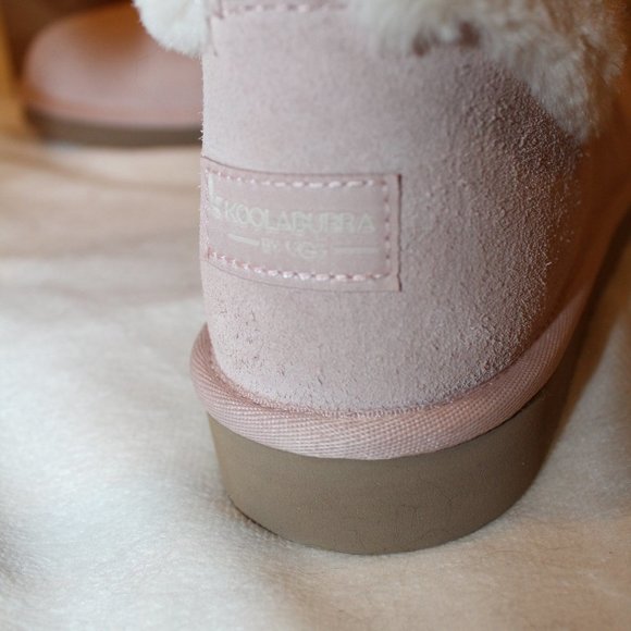 NIB UGG KOOLABURRA WOMEN'S ABREI MINI PINK SUEDE FUR CUFFED ANKLE BOOTS 10 - Picture 5 of 6